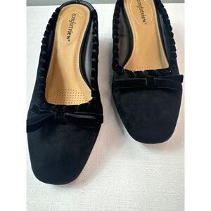 Comfortview Womens Black‎ Greer Wedge Heels Size 9.5W Fabric Upper